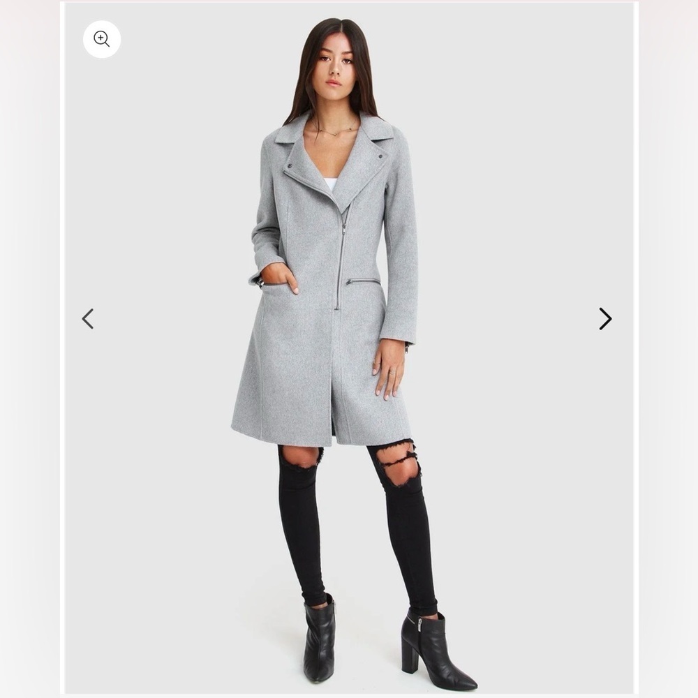 Belle & Bloom Gray Trench Coat wool blend size S - Picture 13 of 15